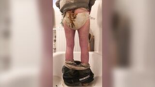 Clothed piss shit fun in bathtub