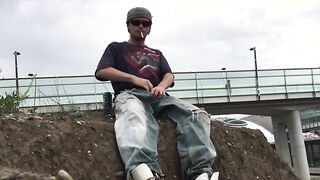 Pissing on myself outdoors