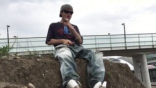 Pissing on myself outdoors