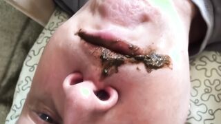 Pig under rimseat gets fed