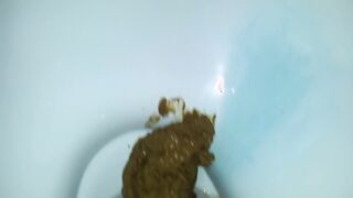 hairy arsed guy pooping