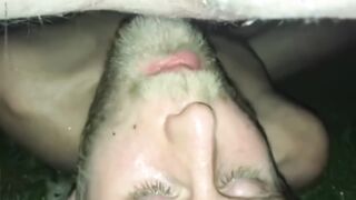 pig gets shit, piss & cum cocktail outdoors