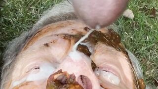 Black Man Shits Pisses & Cums in White Fag’s Face & Eyes